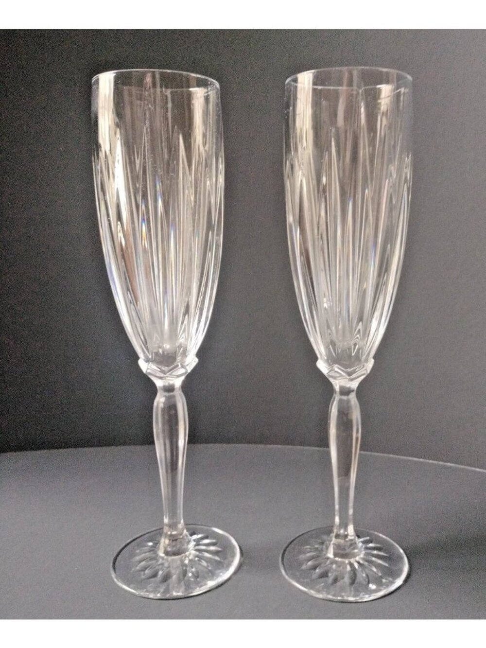 Set of 2 Vintage Cristal D'Arques-Durand 9 3/8" Champagne Flute